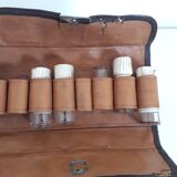 Ancient vials of homeopathy in their carrying case - 1930-40