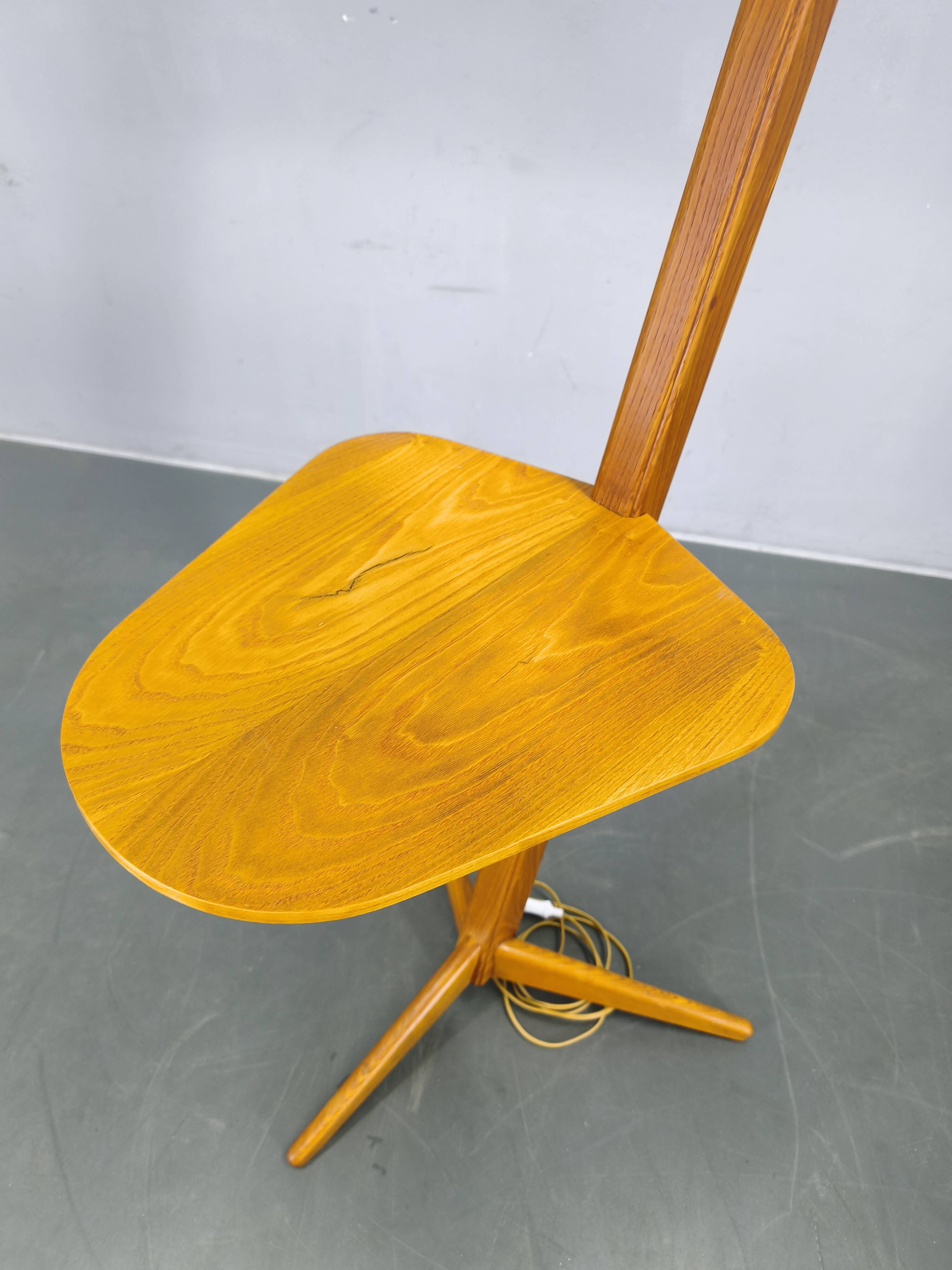 Mid-Century Floor Lamp with Rattan Shade, Czechoslovakia, 1960s