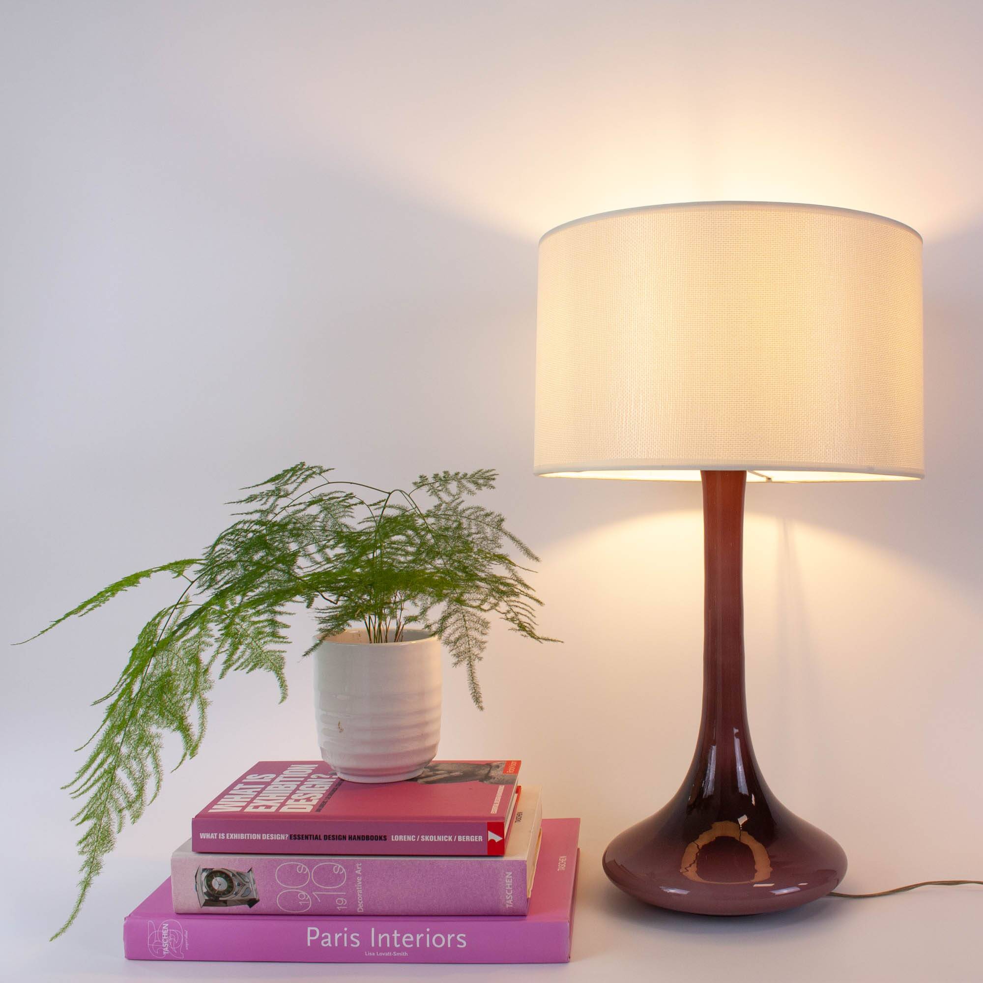 1960s Portuguese Amethyst Opaline Glass Table Lamp