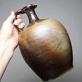 Ancient cruche from the 19th-20th century, artisanal glazed stoneware from Puisaye.