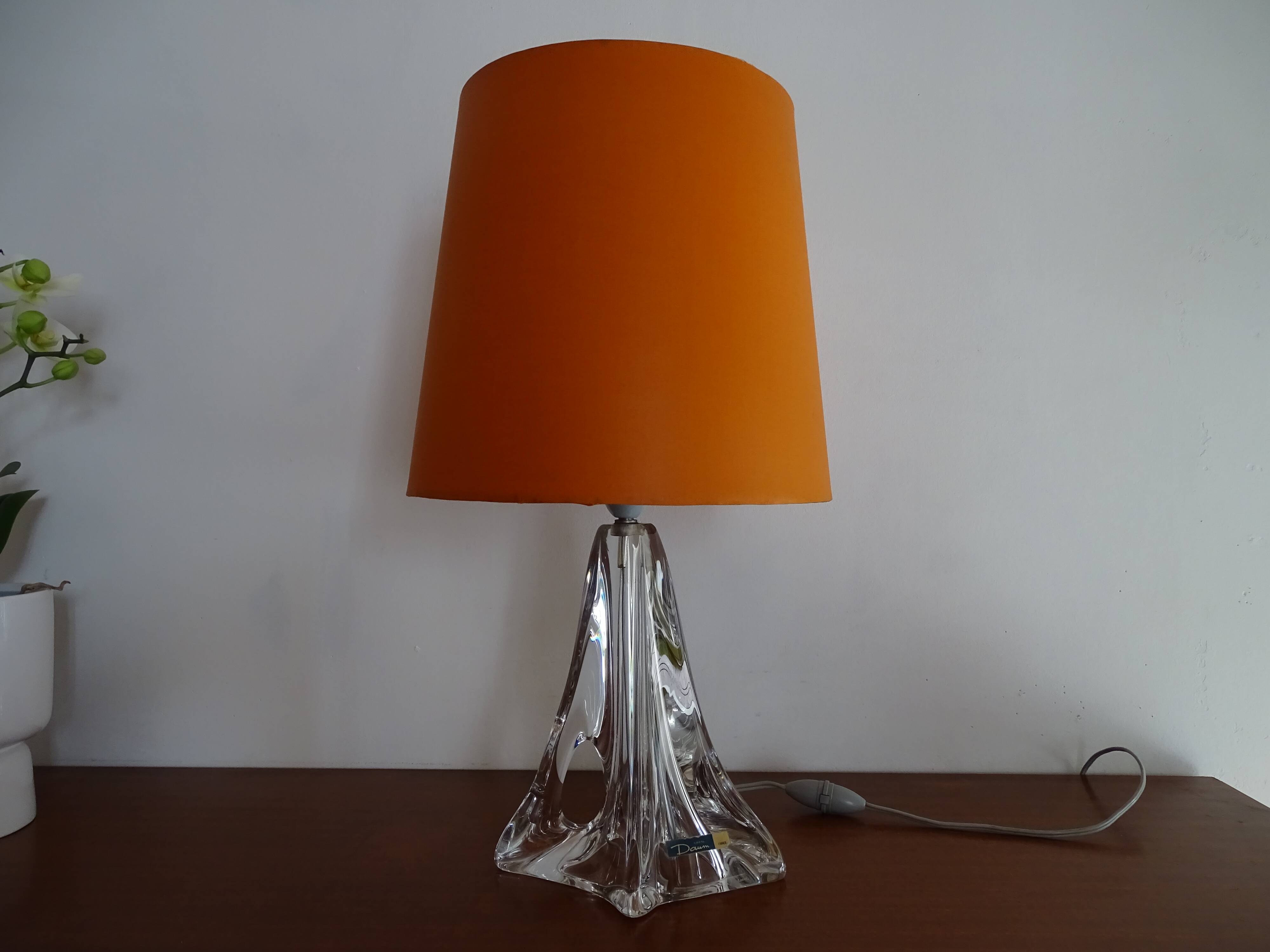 Daum France 1960 crystal lamp signed and labeled - 46 cm