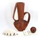 Grand vase jarre à anses sculptural en bois, années 50