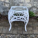 Table d’appoint en rotin blanc Peacock 1970