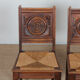 Pair of rush-seated solid wood chairs, French work, 1940.