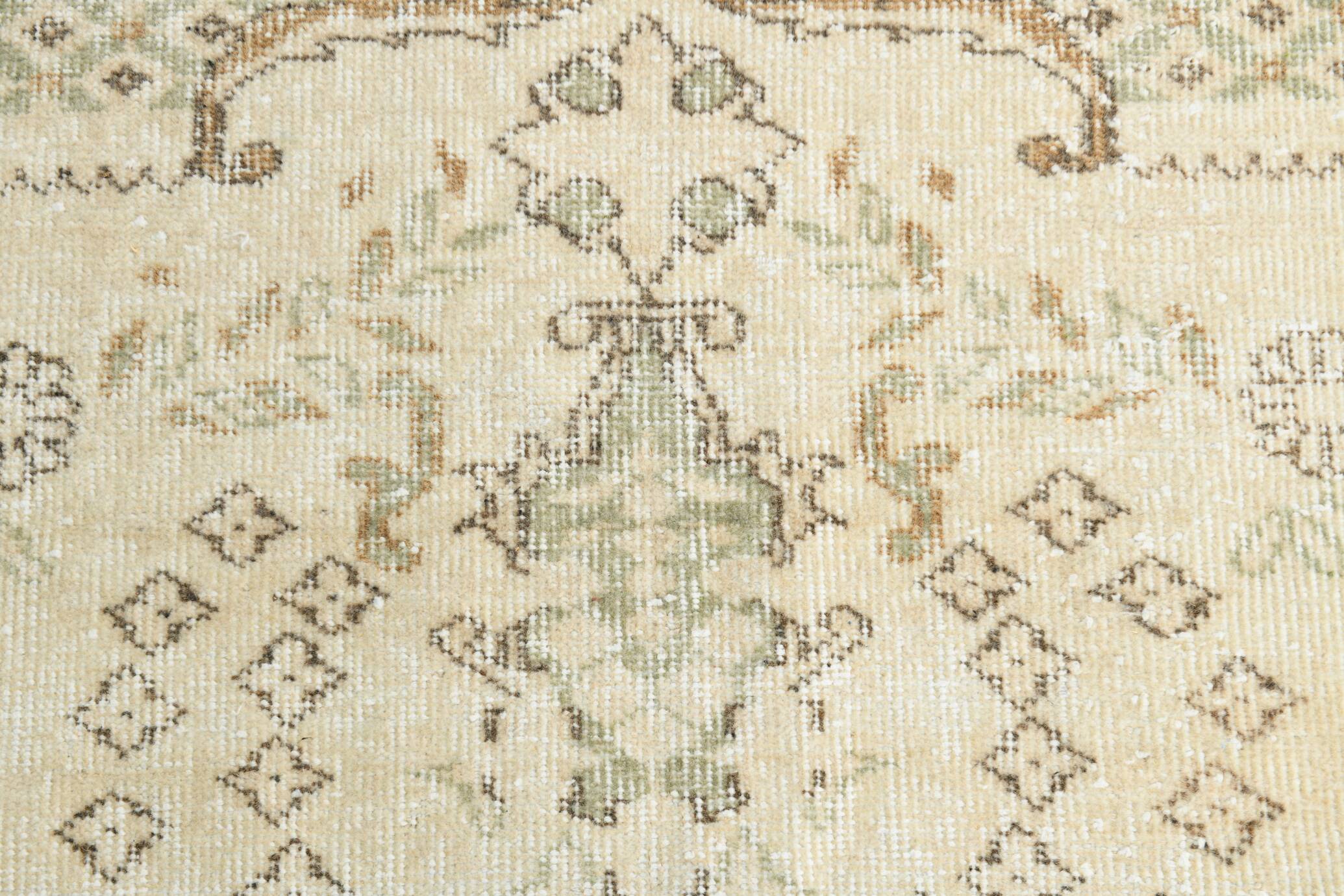 Soft Beige Neutral Vintage Oushak Carpert Rug, 222x330 Cm