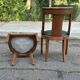 4 gondola chairs, Charles X restoration, solid wood and green leather, 19th century.