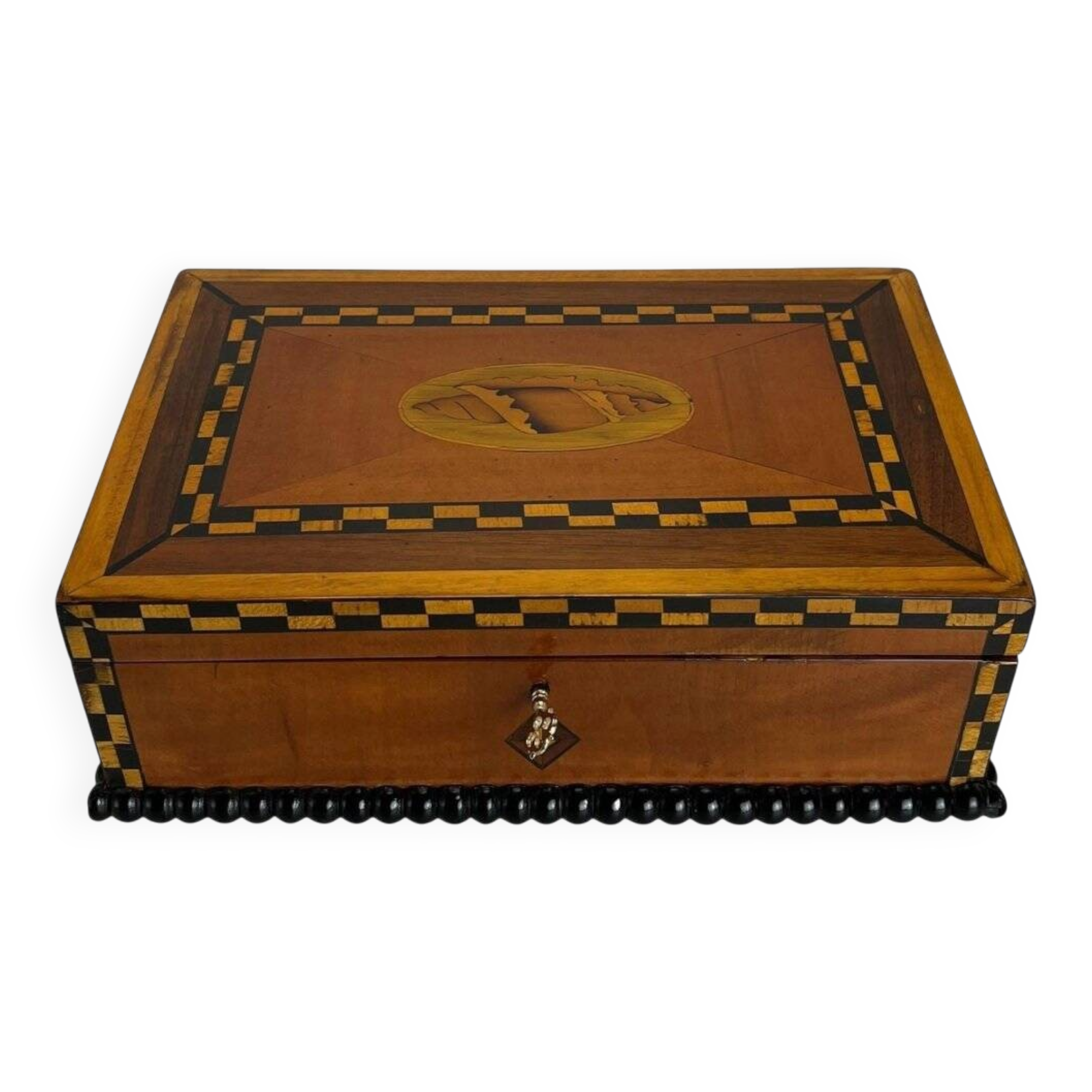 Antique Historicism Box with Birch Inlay, Germany, 1880