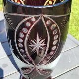 Bohemian/Czech Boho crystal vase, Burgundy red, vintage