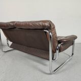 Sofa and 2 armchairs by Johan Bertil Ugggstrom 1970s chrome leather