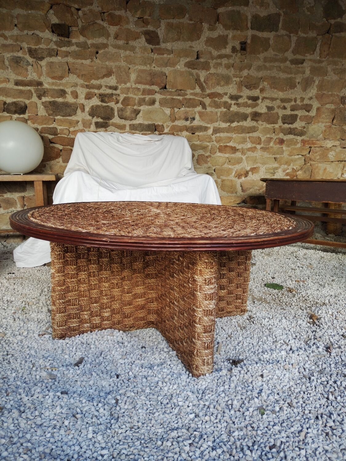 4 wooden stools and rope 1960