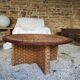 4 tabourets en bois et corde 1960