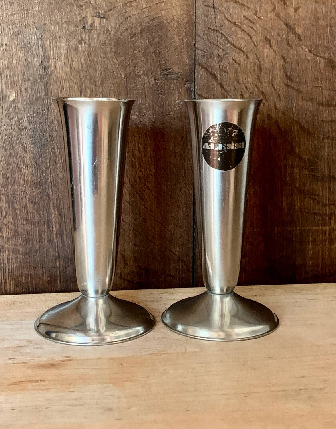 Paire de vases inox 1970 Alessi