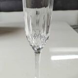 Lot of 4 x Large Champagne Flutes "Calp Concerto Champagne", in crystal chiseled with diamond patterns and diamond point finish. Height 21 cm