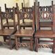 6 Alsatian chairs from the 19th century – carved wood – interlaced decoration