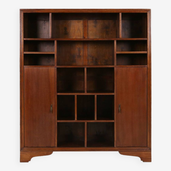 Large wooden Art Deco Bookcase/ Cabinet, France 1940s