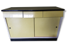 Buffet formica jaune & noir tiroir biais vintage