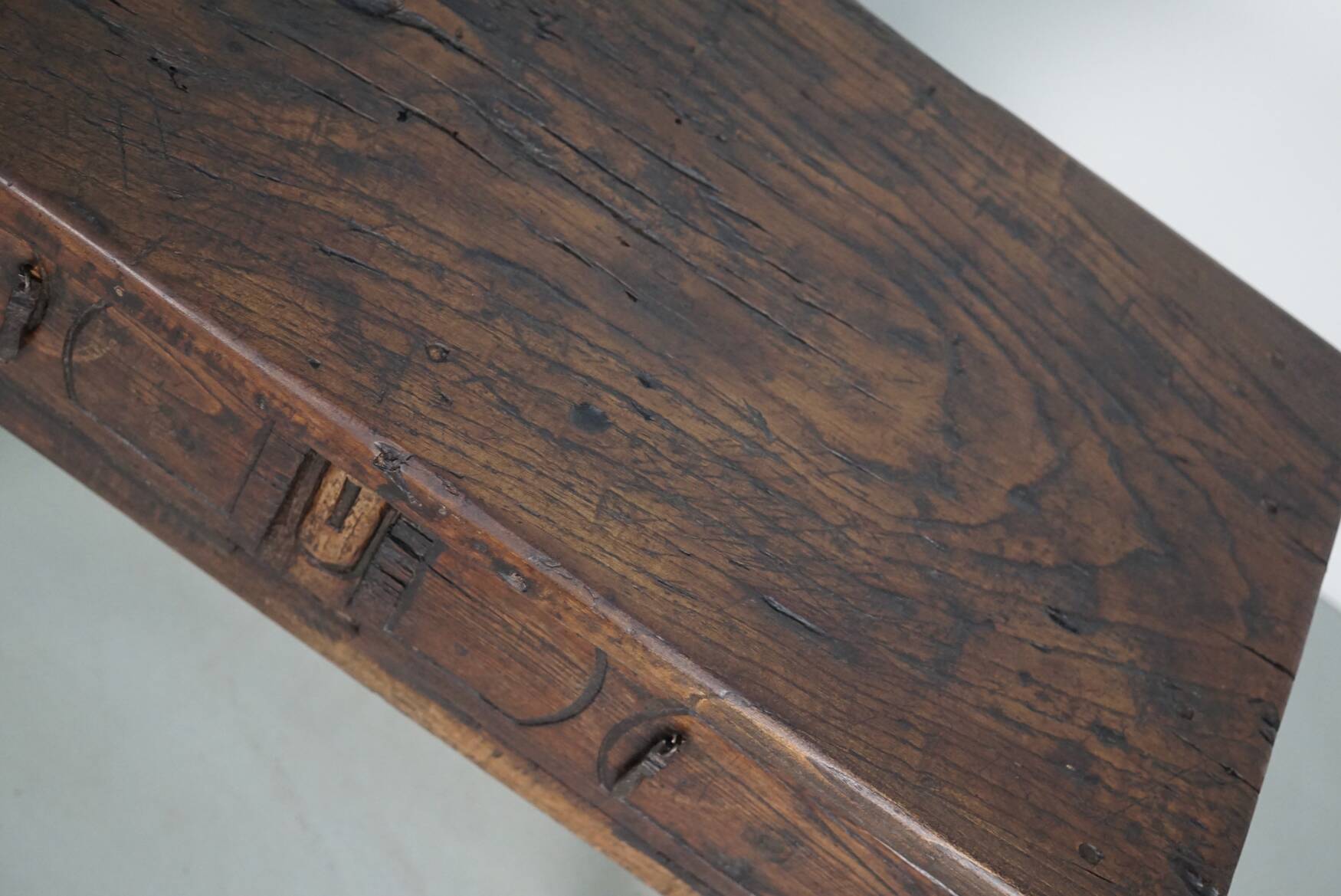 Antique Spanish Rustic Farmhouse Chestnut Side Table / Console, 18th Century