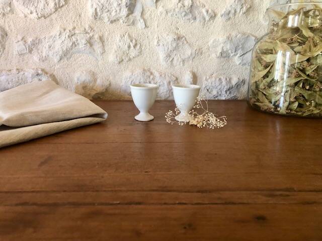 Antique earthenware egg cups