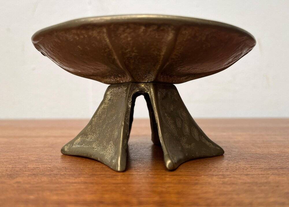 Brutalist bronze candlestick from the mid-century, 1960s.