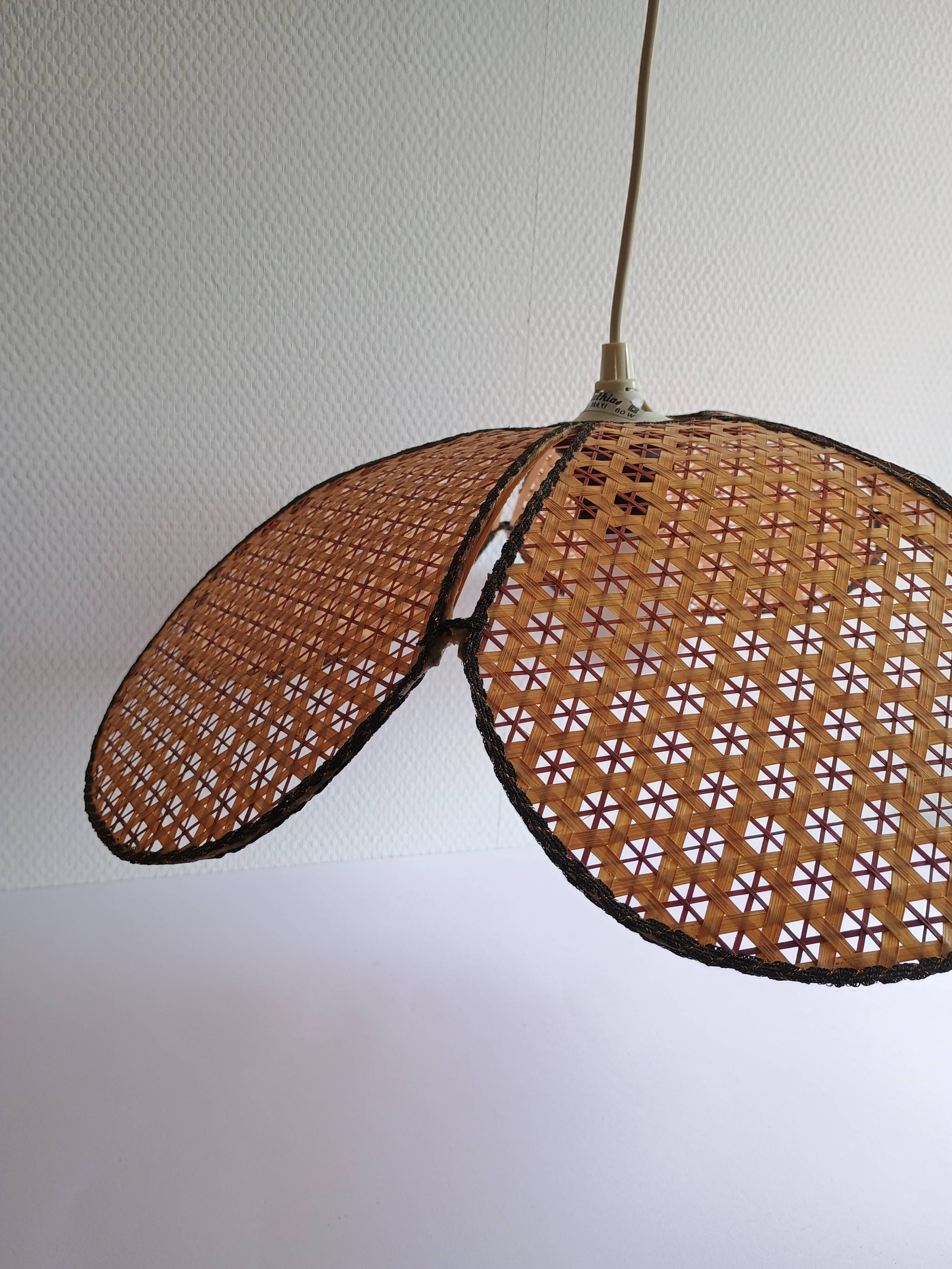 Lustre pétales bambou cannage vintage