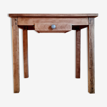 Table en bois ancienne décapée et son tiroir