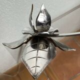 Silver-plated metal flower candle holder