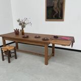 Solid pine table with its extension, 1950s