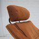 1980s, Swedish swivel armchair, nubuck leather, canvas, bent beech wood.