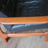 Danish 4-seater sofa with leather upholstery 244 cm, 1960s