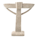 Moroccan candle holder in carved white beige stone, 1970s.