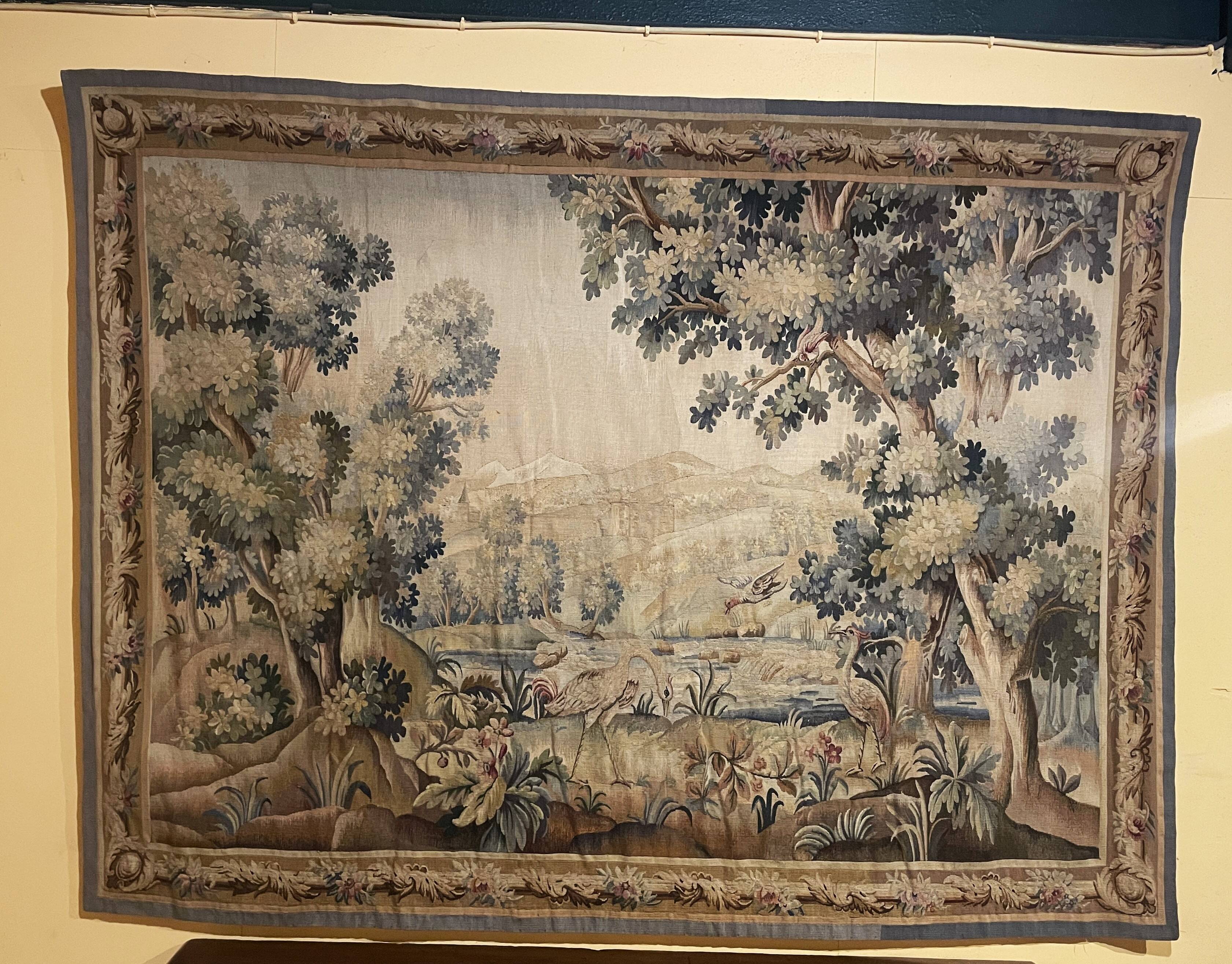 19th-century Aubusson Verdure tapestry