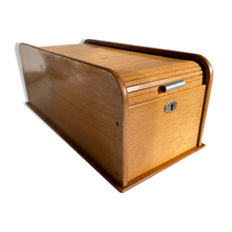 Wooden box with curtain vintage storage