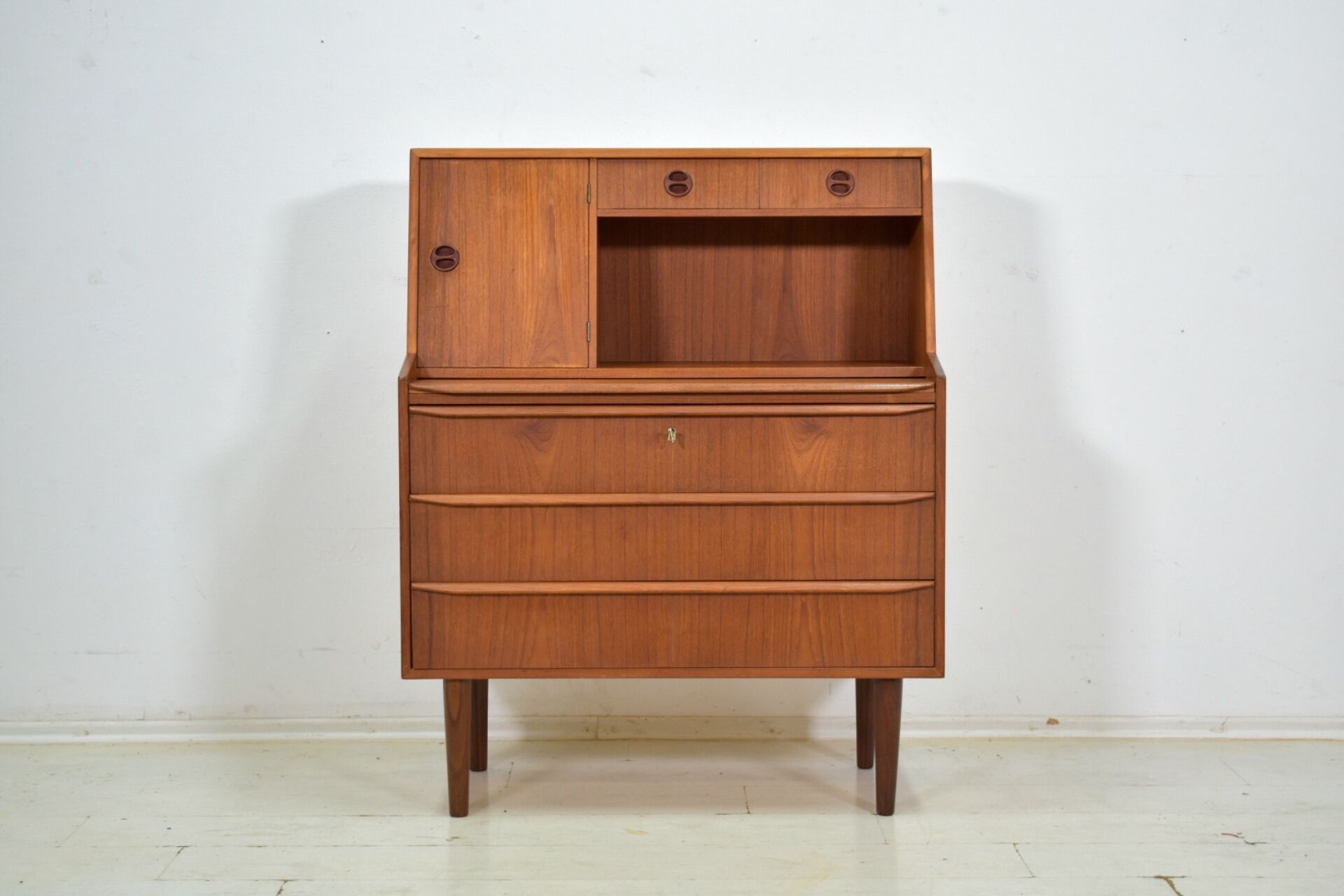 Danish sekretary teak 1960s vintage Scandinavian mid century