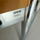 Large table design USM Haller wooden top and chrome structure