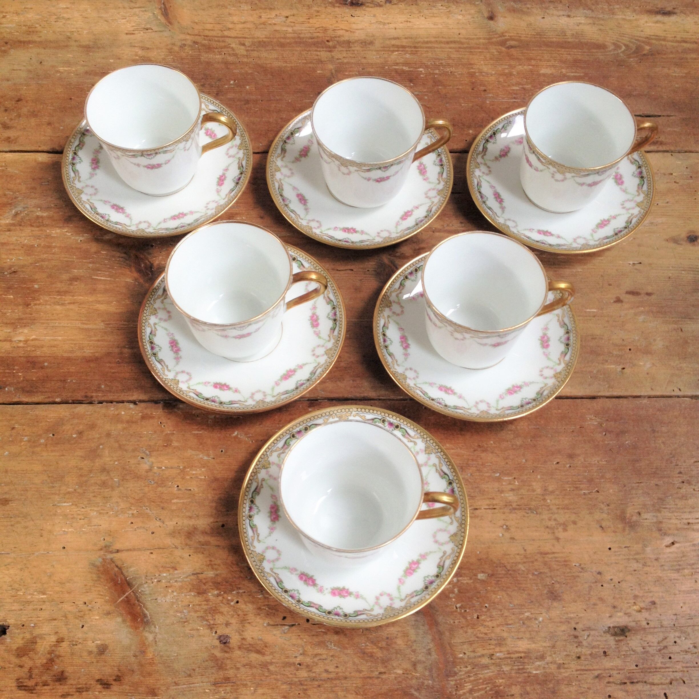 Limoges porcelain coffee cups x6