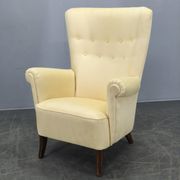 1950s Danish High Back Wing Lounge Chair Newly Reupholstered