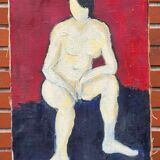 Portrait of a Demure Nude Woman Oil on Canvas