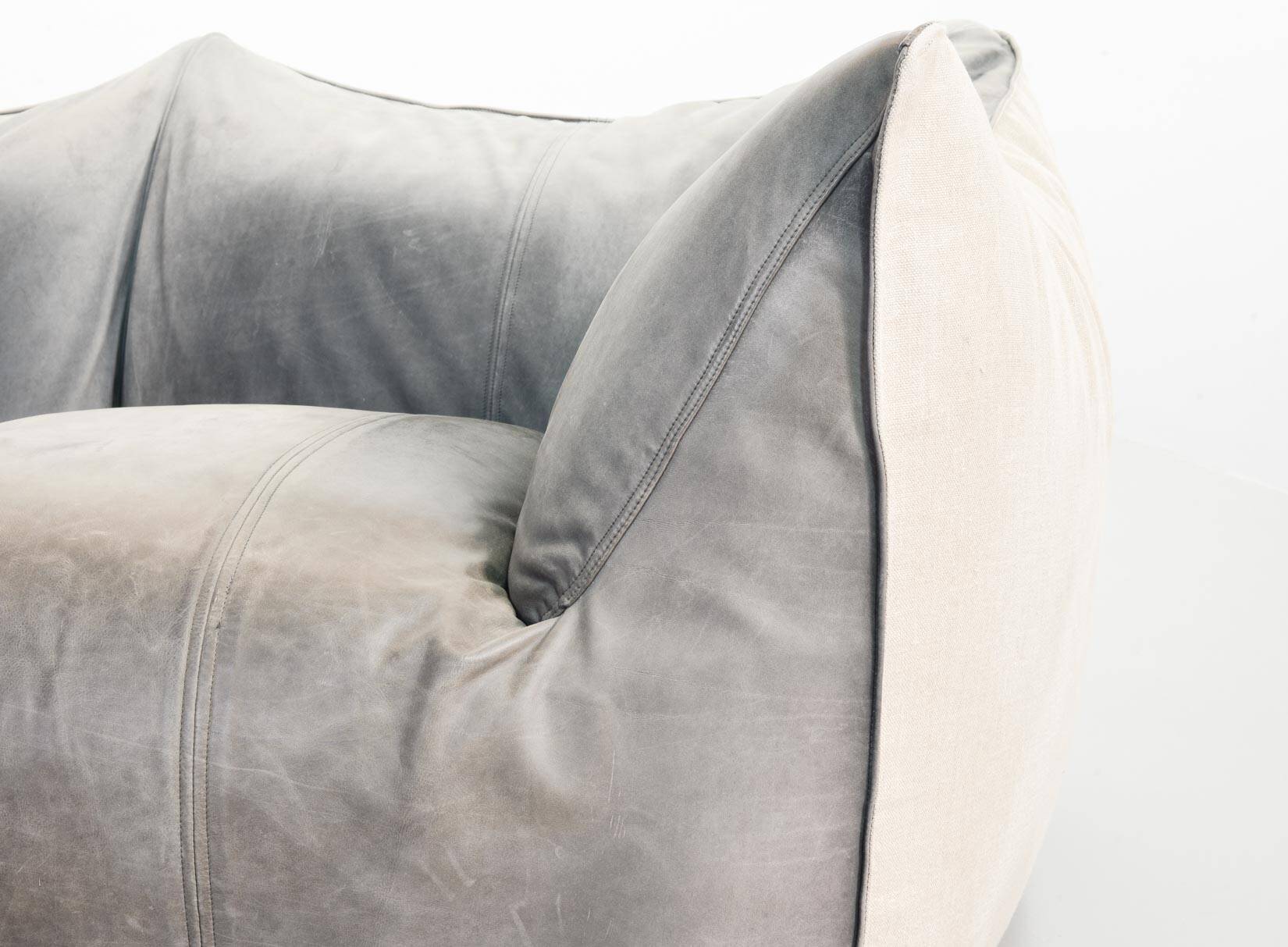 Mario Bellini 2-Seat Le Bambole Sofa for C&B Italia in Leather & Fabric 70s