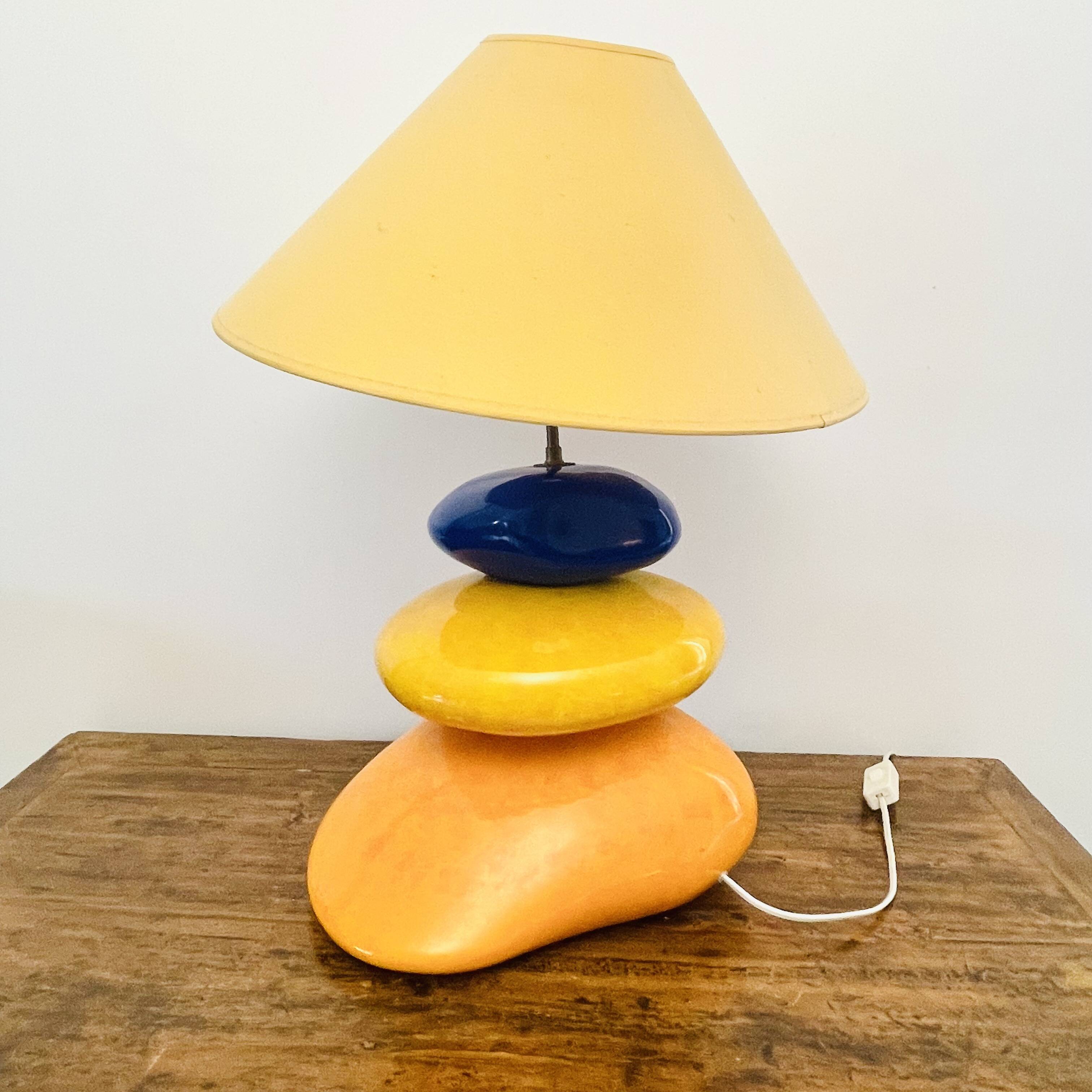 Galet François Châtain Lamp – Blue, Yellow and Orange Design – 60 cm