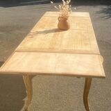 Large antique table in raw solid wood with 2 extensions for 8 to 12 people