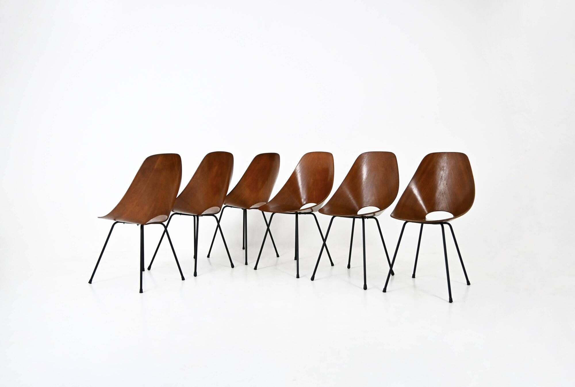 6 "Medea" chairs by Vittorio Nobili for Frattelli Tagliabue, 1950s