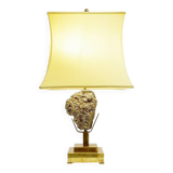 Mid-century table lamp in pyrite stone - original shade