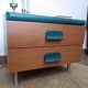 Table de chevet / Meuble d'appoint vert canard et bois – Style Scandinave