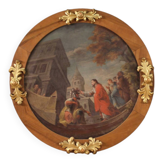 Peinture ronde de la première moitié du XIXe siècle, la guérison du serviteur du centurion