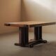 Solid oak table with marquetry, France, circa 1940.