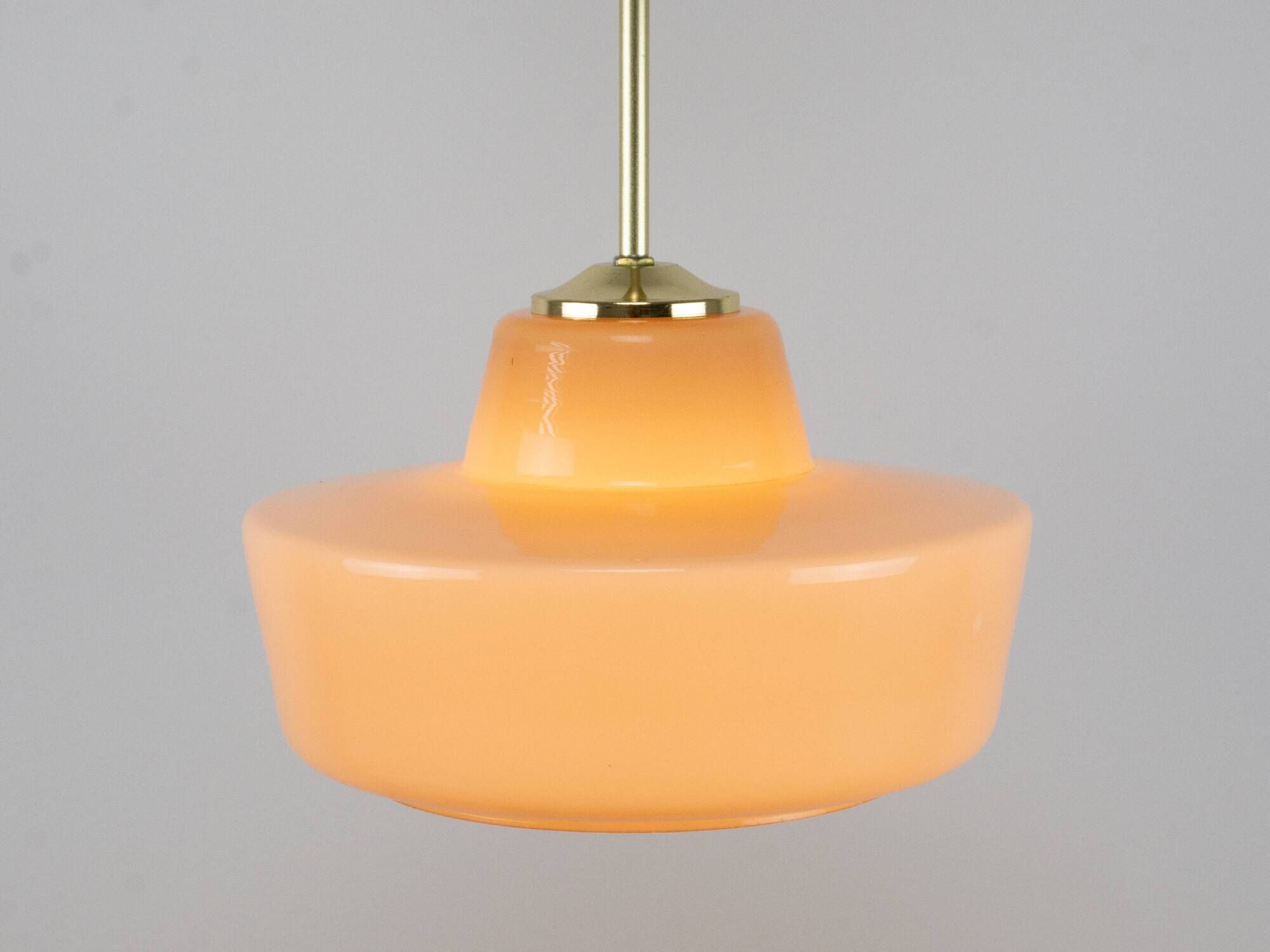 Vintage Mid-Century Modern Rose Glass Pendant Lamp