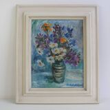Hand Painted Painting, Oil on Canvas, Signed, Czechoslovakia, 1963