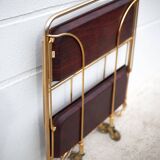 Vintage service, rolling bar, table, wheeled service, golden metal service, folding service