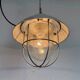 Grey Industrial Aluminium Cage Pendant Lamp with Frosted Glass, 1970s