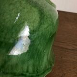 1960s Biot glazed earthenware salad bowl with XL green scalloped edges